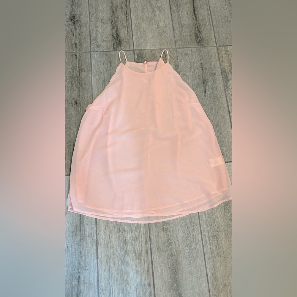 XXL pink sheer tank with scallop edge sleeveless tank with pink lining